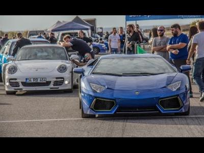 Duel d'accélération entre une Porsche 911 Turbo et une Lamborghini Aventador